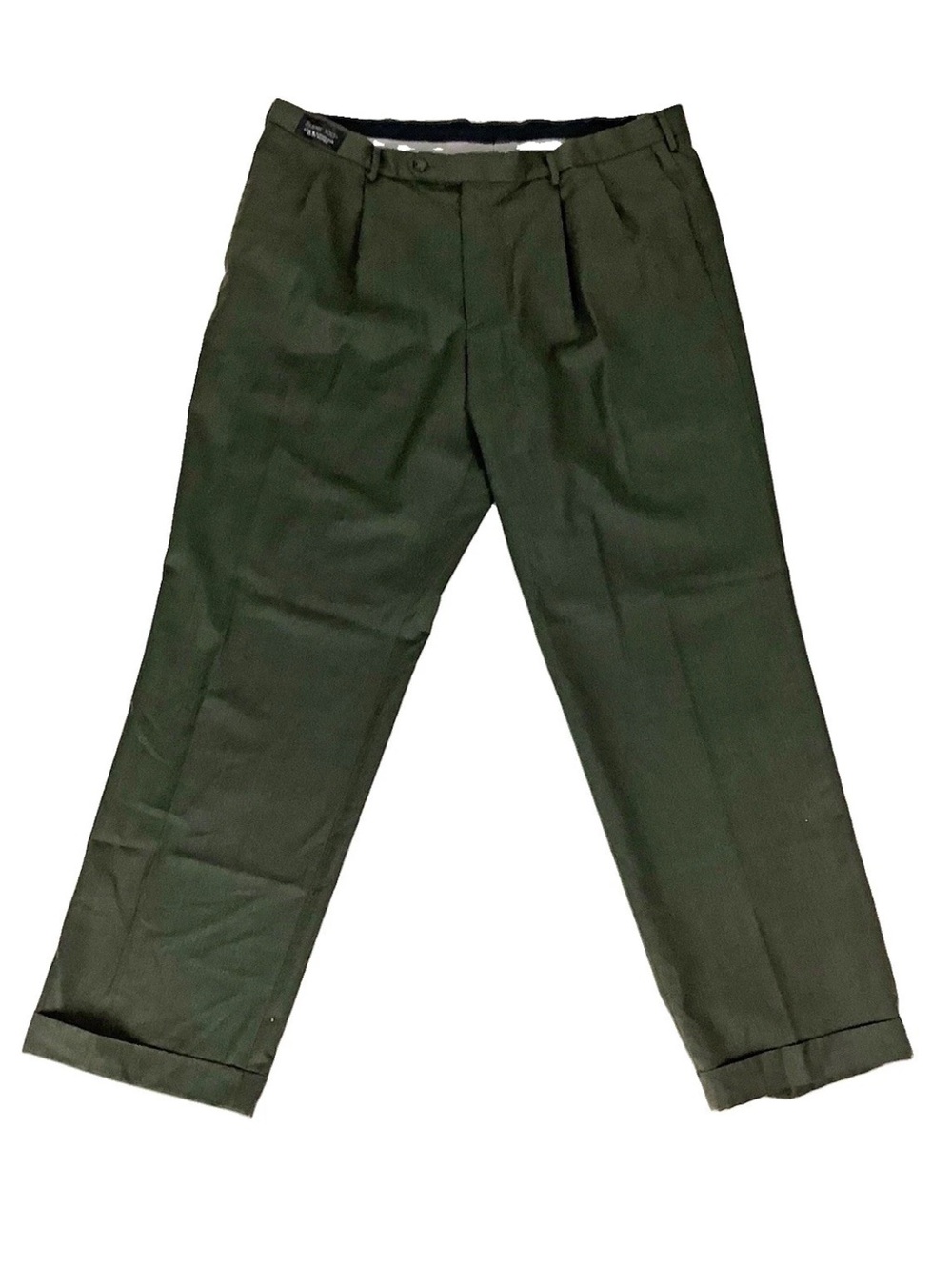 Dockers Men's Sz 40W X 32 Merino Wool Blend Cuffed Hem Business Pants Green